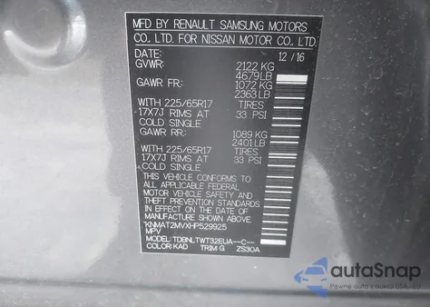 2017 Nissan Rogue Sv from USA, damaged, VIN KNMAT2MVXHP529925